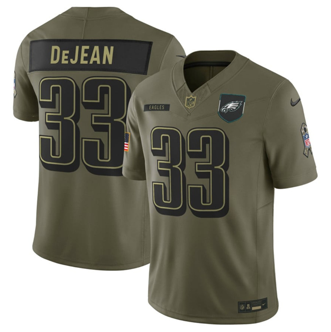 Men's Olive Philadelphia Eagles #33 Cooper DeJean 2025 F.U.S.E. Salute to Service Limited Stitched Football Jersey